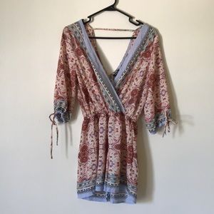 Low cut patterned romper